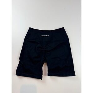 AUROLA Women Black High Waisted Seamless Scrunch Butt Biker Shorts 6" Inseam